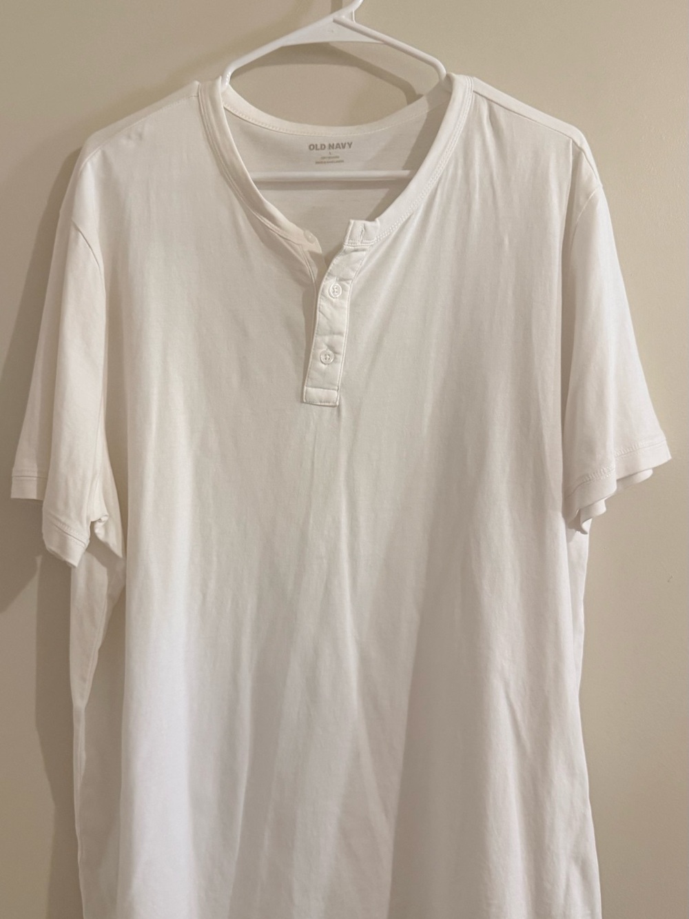 Old Navy White Short-Sleeve Henley Tee